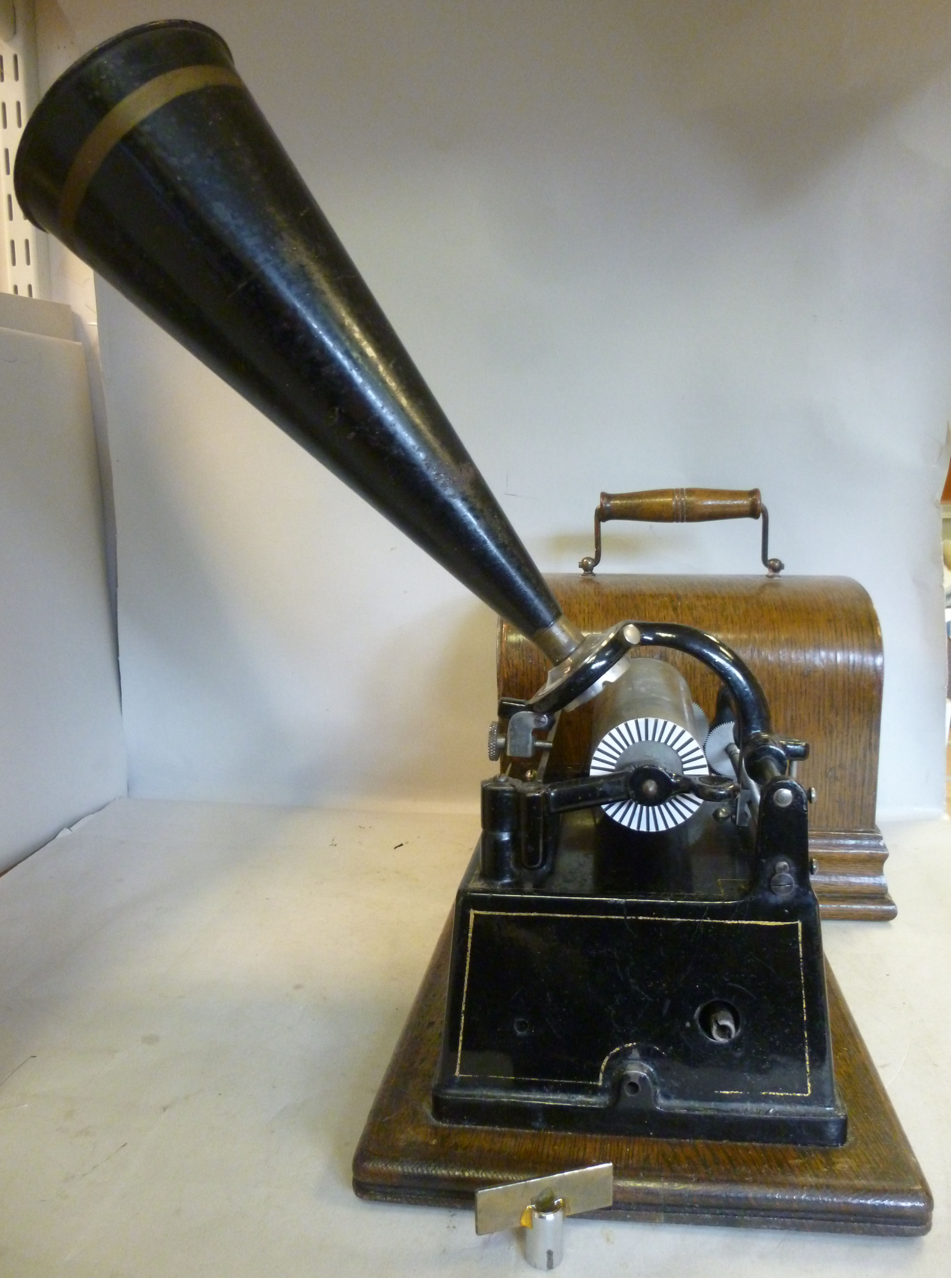 An Edison Gem Phonograph, under a lamina - Image 2 of 8
