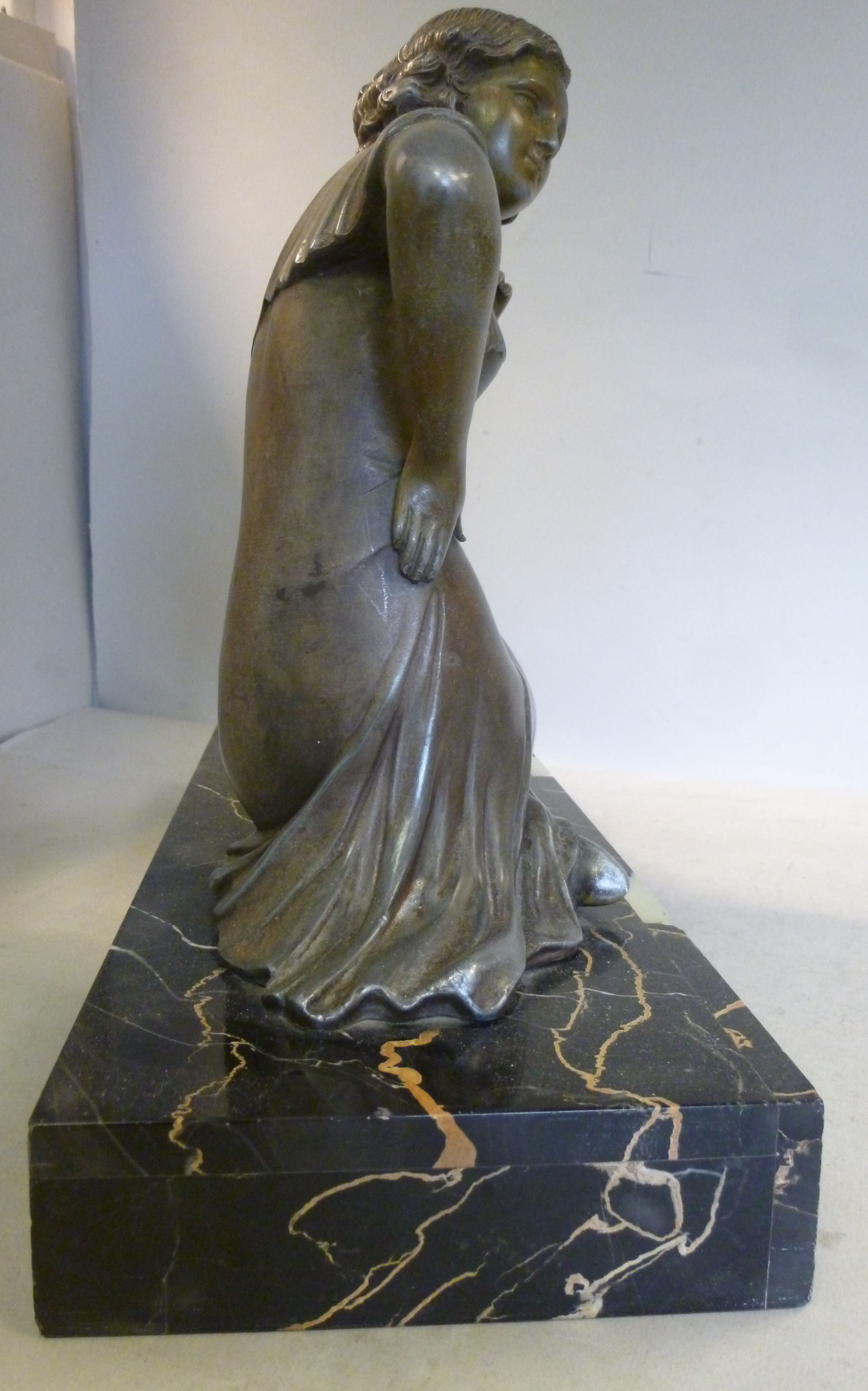 An Art Deco cast and patinated spelter f - Image 3 of 3