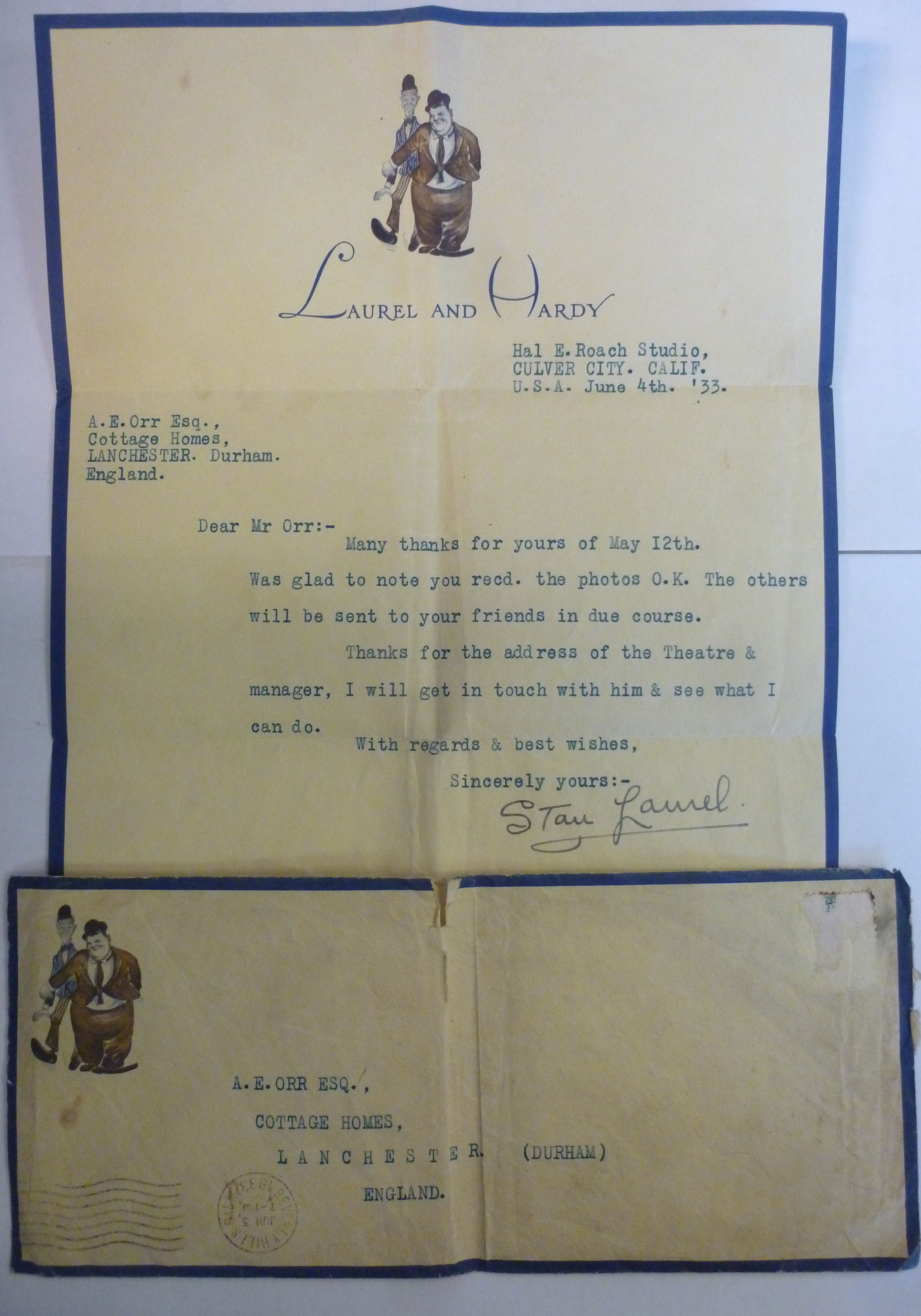 A typewritten letter on the notepaper of