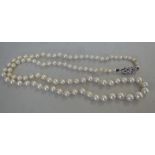 A graduated pearl necklace, on a 9ct whi