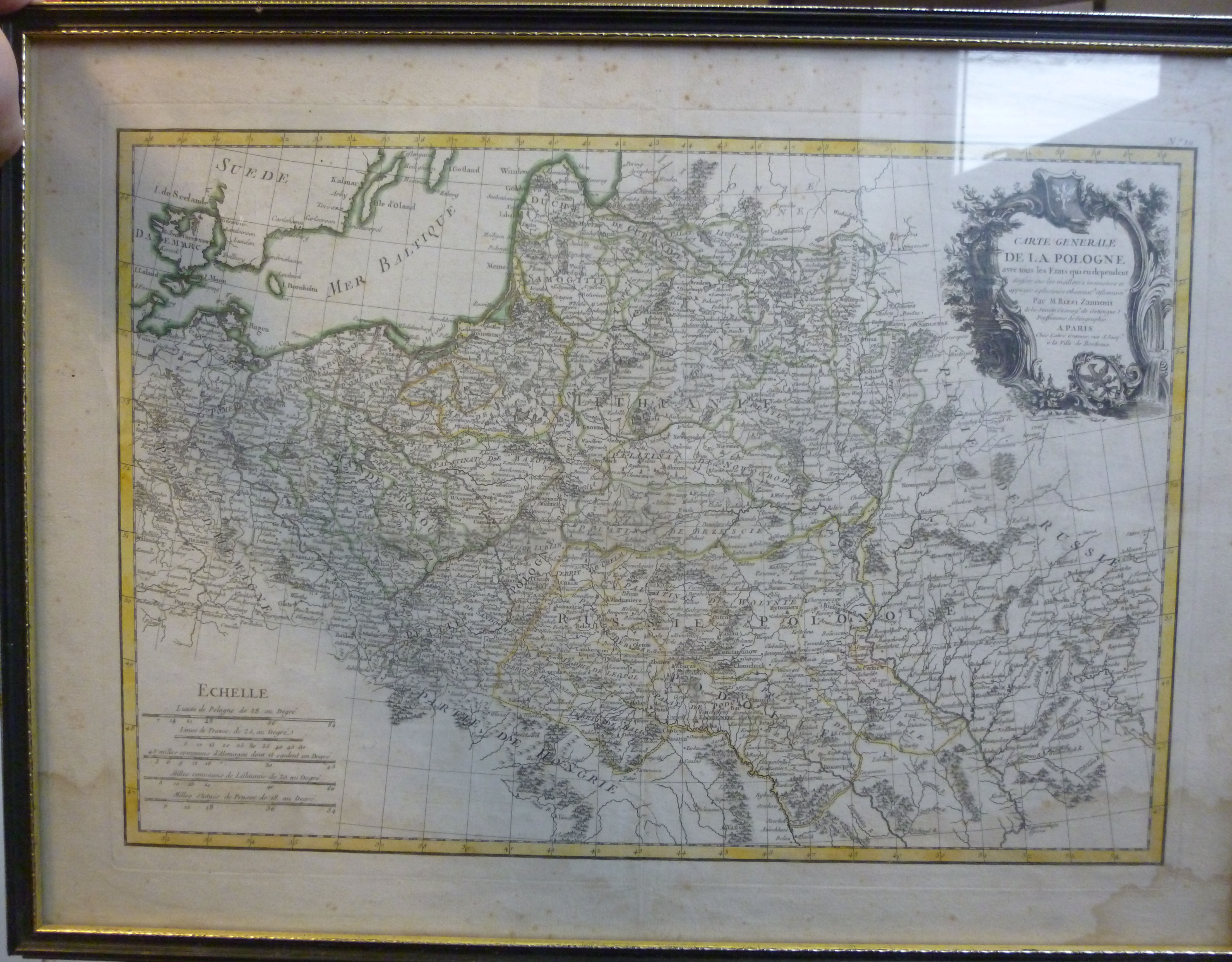 A late 18thC tinted map 'Carte Generale