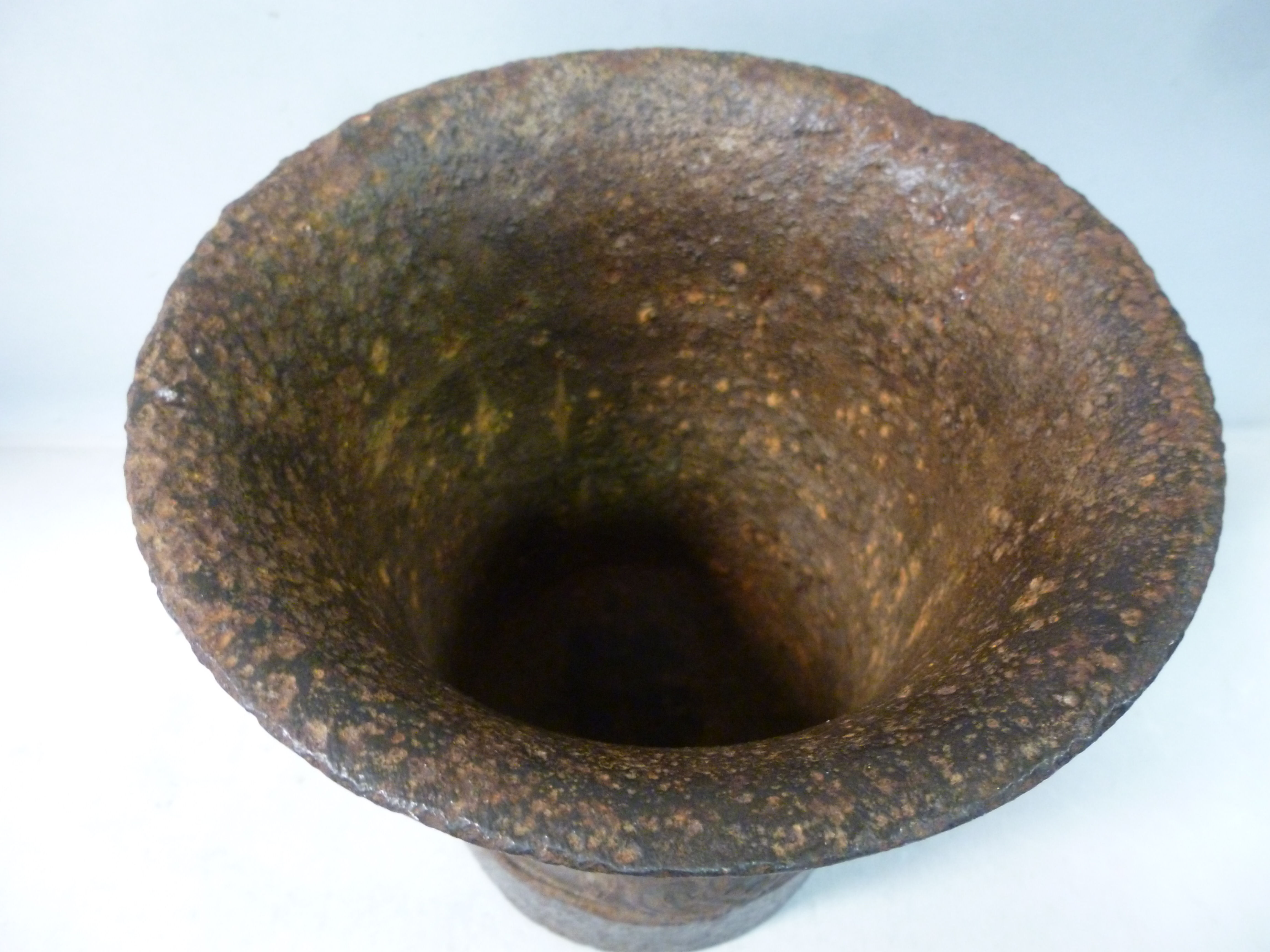 A 17thC cast iron mortar of cylindrical - Image 4 of 4