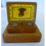 An 18thC horn trinket box, inlaid in yel