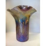 A Lazlo opaque purple lustre glass vase