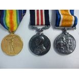 Three British Great War medals on ribbon