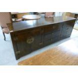 A modern Chinese stained elm sideboard,