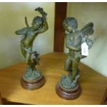 After Moreau - two spelter figures, depi