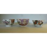 Three late 18thC Chinese porcelain tea b