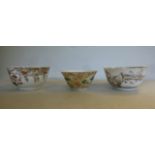 Three late 18thC Chinese porcelain tea b