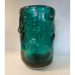 A Whitefriars green glass knobbly vase