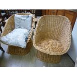 A pair of modern woven cane, tub style c