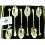 A set of six silver coffee spoons with t