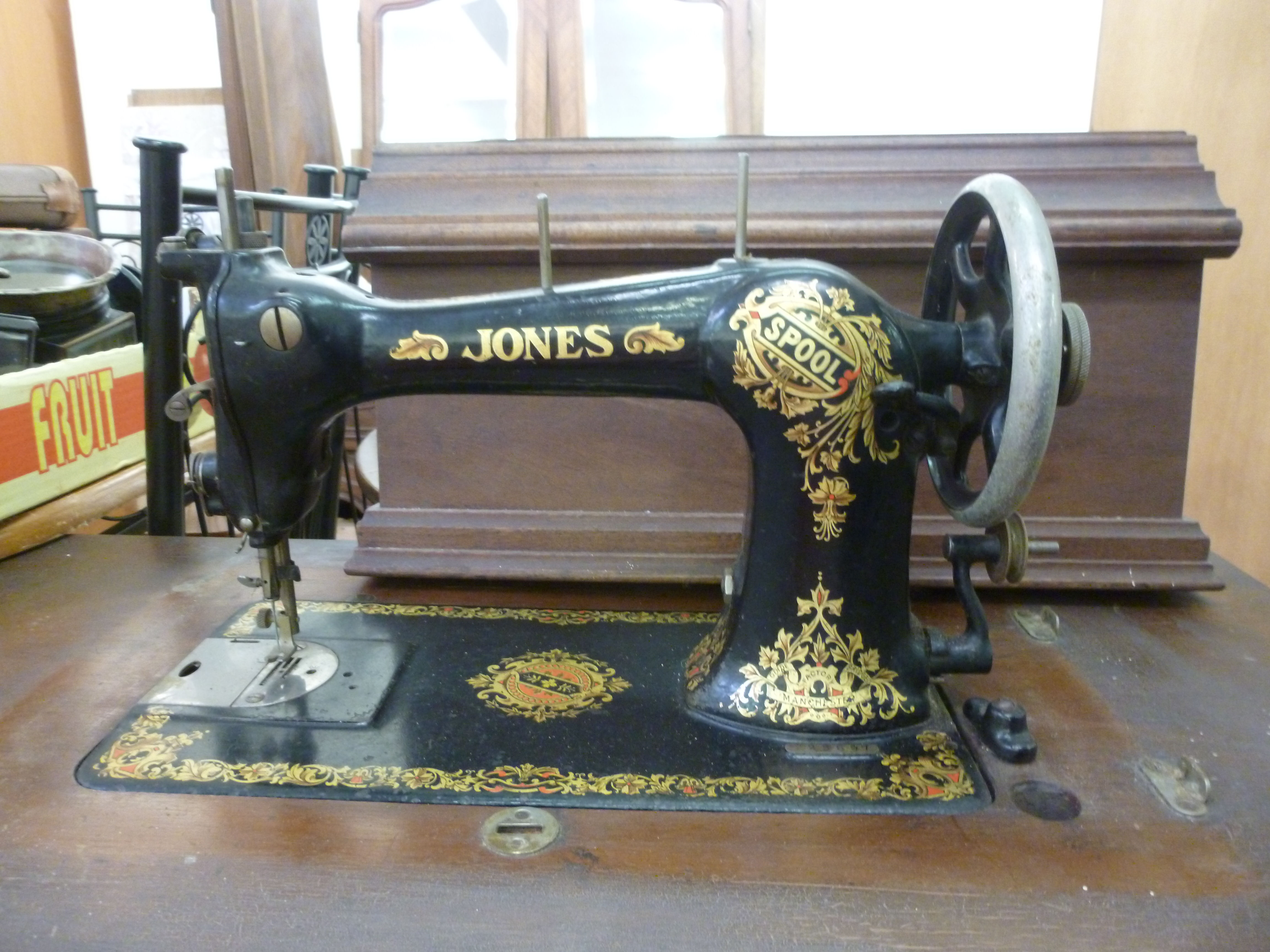 An early 20thC Jones treadle sewing mach