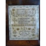 An early Victorian sampler, featuring ei