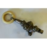 An Edwardian baby's silver rattle, incor