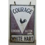 An iron framed, coloured steel enamel pe