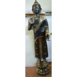 An Asian cast and part patinated bronze