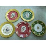 Five Limoges porcelain plates, variously