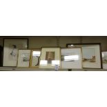 Seven framed pictures: to include a 19th