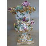 A 19thC Meissen porcelain pedestal vase,