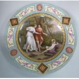 A late 19thC Vienna porcelain plate, fea