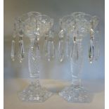 A pair of Waterford crystal Tara pattern candlesticks,