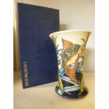 A Moorcroft pottery vase of wide, waisted cylindrical form,