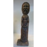 A late 19thC European naively carved limewood standing religious figure 15''h