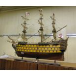 A modern painted mahogany and oak model galleon 'Victory 1805',