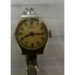 A lady's stainless steel cased Omega wristwatch,