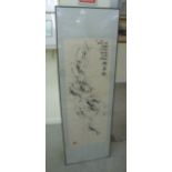 Modern Chinese School - an abstract study bears text & a printed signature 14'' x 42'' framed