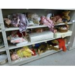 Moulded plastic and celluloid dolls: to include a Pedigree with weighted sleeping eyes and mobile