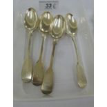 A set of five Victorian silver fiddle pattern teaspoons Exeter 1866 11