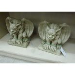 Two composition stone garden ornaments: to include a winged creature 11''h SR