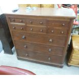 A late Victorian mahogany dressing chest with six short/three long drawers,