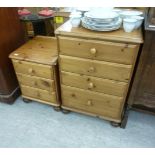 A Ducal pine four drawer dressing chest, raised on turned,