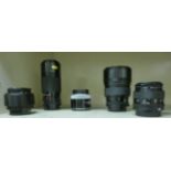Five Canon lenses, viz. 50mm 1:1.