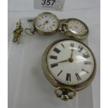 Three similar, late Victorian and later silver plated, cased pocket watches,