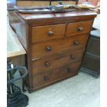 A mid Victorian mahogany dressing chest with two short/three graduated long drawers,