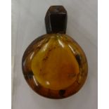 An amber scent bottle of moonflask form with a detachable lid 2''h 11