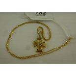 An 18ct gold and diamond set Maltese cross pendant,