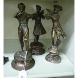 Three similar modern bronze models: to include after Augmoner - a young girl playing a violin 9''h