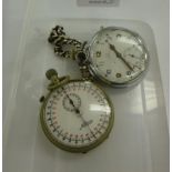 A stainless steel cased Omega pocket watch,