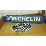 Two painted cast iron signs 'Michelin' 19.