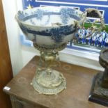 A modern Victorian design gilt metal table centrepiece, set with a porcelain bowl,