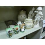 A mixed lot: to include a pair of Japanese cloisonne vases,