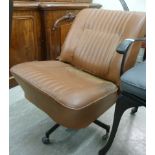 A Jaguar Mark 10 car seat chair, upholstered in brown vinyl,