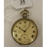 An Omega silver cased pocket watch,