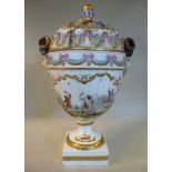 A Meissen Marcolini period porcelain vase and cover of ovoid form, having an acorn finial,