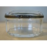 A late 19thC crystal box of oval slice-cut design, the hinged lid with a gilt metal mounted rim 3.